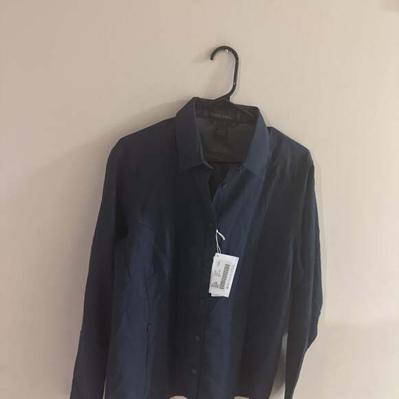 North End Women's Navy Blue Long Sleeve Button-Up Shirt - XL/TG - Picture 1 of 8